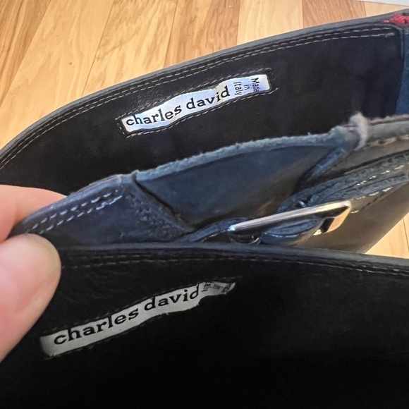 Charles David “Rowdy” Distressed Leather Riding Boots Black/Dark Gray Size 7 - Picture 13 of 15